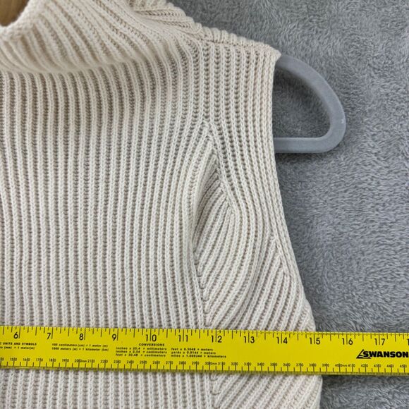 Vince Sweater Womens XS Cream Ribbed Wool Cashmere Sleeveless Tunic Mock Neck - Picture 11 of 14